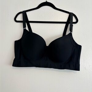 Everyday Full-Coverage Black Longline Bra - size 48B